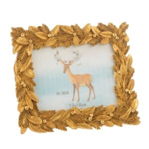 CADRE FEUILLES POLY OR