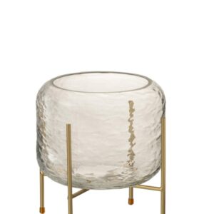 VASE ROND +PIED VERRE TRANSP S