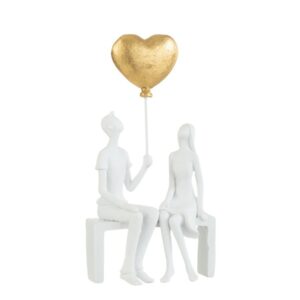 COUPLE ASSIS COEUR BLANC/OR