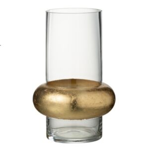 VASE ROND +PIED VERRE TRANSP L