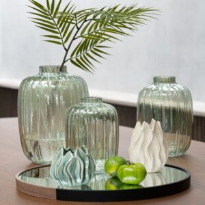VASE LIGNES VERRE VERT S