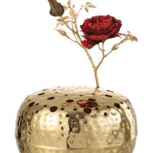 VASE BOULE+TROUS METAL OR L