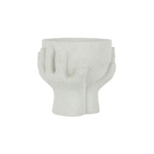 CACHEPOT MAINS CIMENT BLANC L