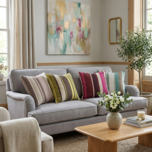 Pack of striped decorative cushions